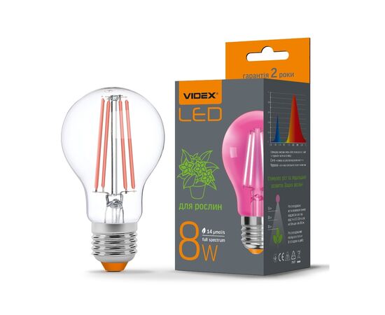 Лампочка Videx Filament A60FF 08W E27 1200K (VL-A60FF-08271), изображение 2 Лампочка Videx Filament A60FF 08W E27 1200K (VL-A60FF-08271), изображение 2