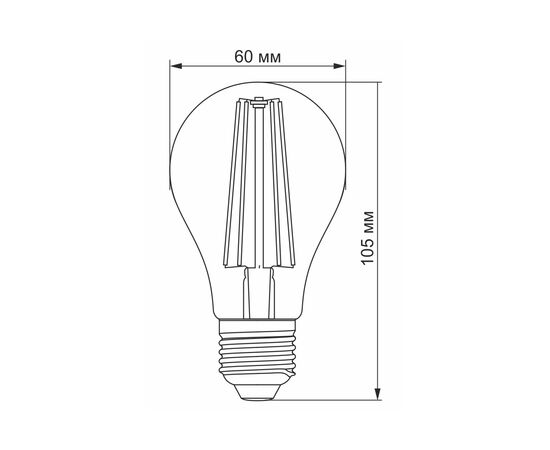 Лампочка Videx Filament A60FF 08W E27 1200K (VL-A60FF-08271), изображение 3 Лампочка Videx Filament A60FF 08W E27 1200K (VL-A60FF-08271), изображение 3