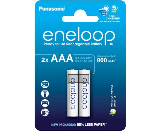 Аккумулятор Panasonic AAA Eneloop 800mAh NI-MH * 2 (BK-4MCDE/2CP)