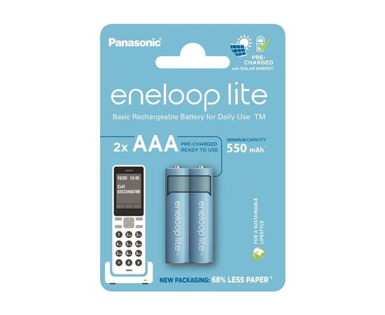 Акумулятор Panasonic AAA Eneloop 550mAh Lite NI-MH * 2 (BK-4LCCE/2DCP)