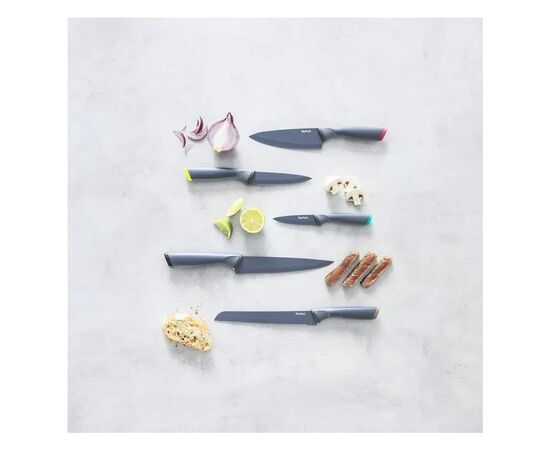 Набір ножів Tefal Fresh Kitchen, дерев'яна колода, 5шт, нержавіюча сталь, чорний (K122S504), зображення 5