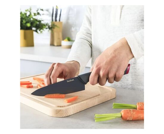 Набір ножів Tefal Fresh Kitchen, дерев'яна колода, 5шт, нержавіюча сталь, чорний (K122S504), зображення 7
