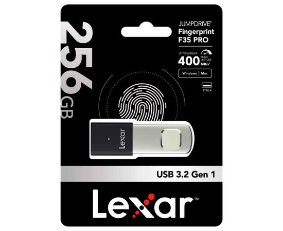USB флеш накопитель Lexar 256GB JumpDrive Fingerprint F35 Pro USB 3.2 (LJDF35P256G-RNBNG), изображение 6 USB флеш накопитель Lexar 256GB JumpDrive Fingerprint F35 Pro USB 3.2 (LJDF35P256G-RNBNG), изображение 6