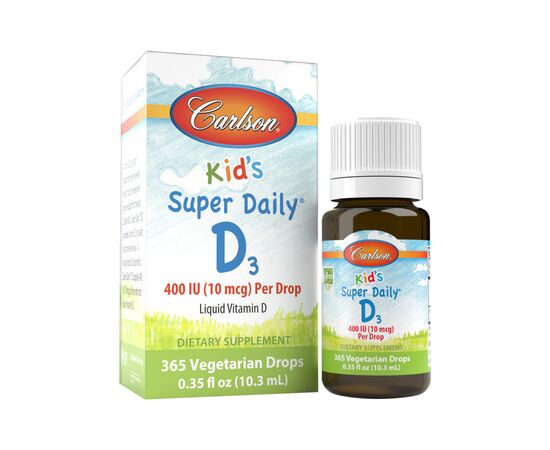 Витамин Carlson Витамин D3 для Детей в Каплях, 400 МЕ, Kid's Super Daily D3, (CL01260)