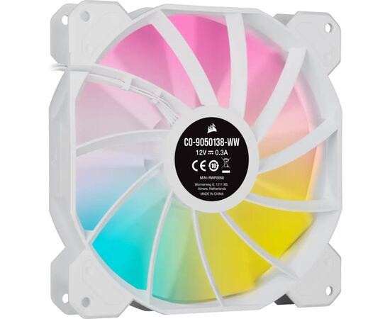 Кулер для корпуса Corsair SP140 RGB ELITE White (CO-9050139-WW), изображение 3 Кулер для корпуса Corsair SP140 RGB ELITE White (CO-9050139-WW), изображение 3