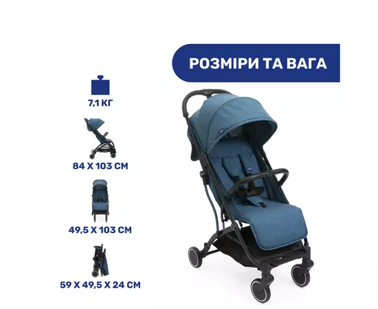 Коляска Chicco Trolley Me синяя (79865.58), изображение 2 Коляска Chicco Trolley Me синяя (79865.58), изображение 2