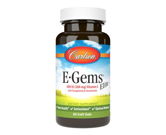 Витаминно-минеральный комплекс Carlson Витамин E, 400 МЕ (268 мг), E-Gems Elite, 60 желатиновых капсул (CL00770)