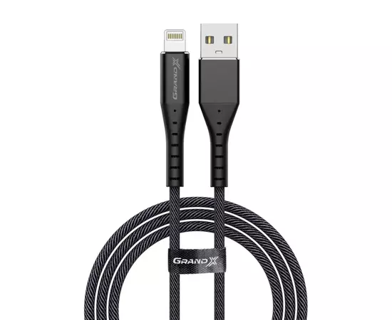 Дата кабель USB 2.0 AM to Lightning 1.2m FL-12B Grand-X (FL-12B), изображение 2 Дата кабель USB 2.0 AM to Lightning 1.2m FL-12B Grand-X (FL-12B), изображение 2