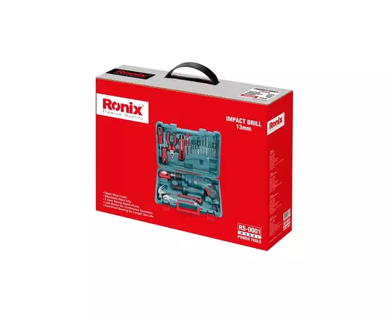 Набор инструментов Ronix с ударной дрелью 650Вт (RS-0001), изображение 3 Набор инструментов Ronix с ударной дрелью 650Вт (RS-0001), изображение 3