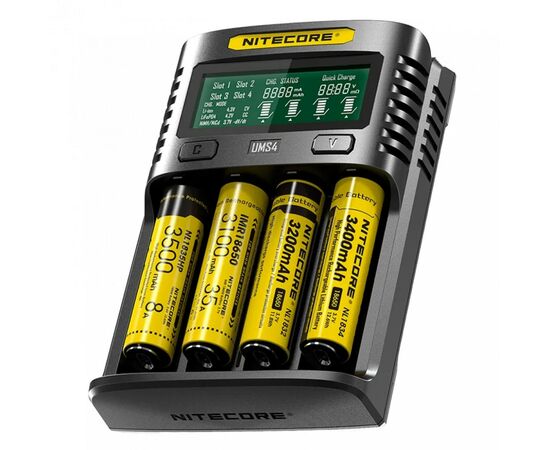 Зарядное устройство для аккумуляторов Nitecore Digicharger UMS4 (4 channels, LCD, Li-ion, IMR, Ni-Mh, Ni-Cd, 4A) (UMS4), изображение 4 Зарядное устройство для аккумуляторов Nitecore Digicharger UMS4 (4 channels, LCD, Li-ion, IMR, Ni-Mh, Ni-Cd, 4A) (UMS4), изображение 4