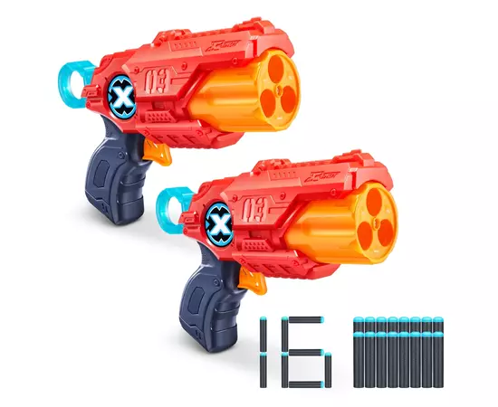 Игрушечное оружие Zuru X-Shot Red Набор быстрострельных бластеров EXCEL MK 3 Double (2 бластыра, 3 банки, 16 патронов) (36432R), изображение 2 Игрушечное оружие Zuru X-Shot Red Набор быстрострельных бластеров EXCEL MK 3 Double (2 бластыра, 3 банки, 16 патронов) (36432R), изображение 2