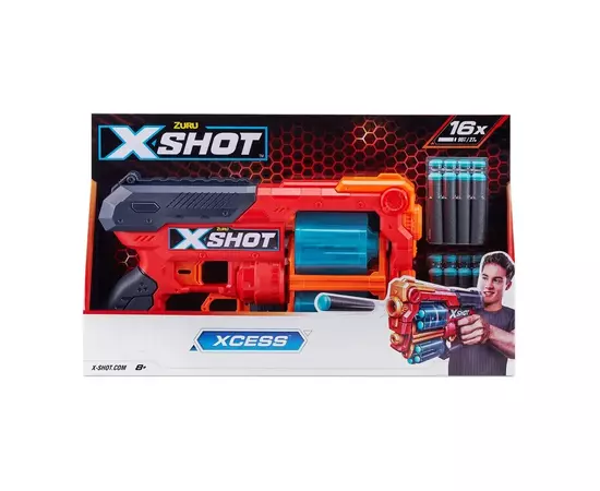 Игрушечное оружие Zuru X-Shot Red Быстрострельный бластер EXCEL Xcess TK-12 (16 патронов) (36436R), изображение 3 Игрушечное оружие Zuru X-Shot Red Быстрострельный бластер EXCEL Xcess TK-12 (16 патронов) (36436R), изображение 3
