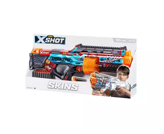 Игрушечное оружие Zuru X-Shot Быстрострельный бластер Skins Last Stand Faze (16 патронов) (36518H), изображение 4 Игрушечное оружие Zuru X-Shot Быстрострельный бластер Skins Last Stand Faze (16 патронов) (36518H), изображение 4