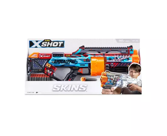 Игрушечное оружие Zuru X-Shot Быстрострельный бластер Skins Last Stand Faze (16 патронов) (36518H), изображение 5 Игрушечное оружие Zuru X-Shot Быстрострельный бластер Skins Last Stand Faze (16 патронов) (36518H), изображение 5