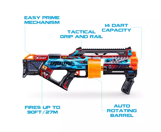 Игрушечное оружие Zuru X-Shot Быстрострельный бластер Skins Last Stand Faze (16 патронов) (36518H), изображение 7 Игрушечное оружие Zuru X-Shot Быстрострельный бластер Skins Last Stand Faze (16 патронов) (36518H), изображение 7