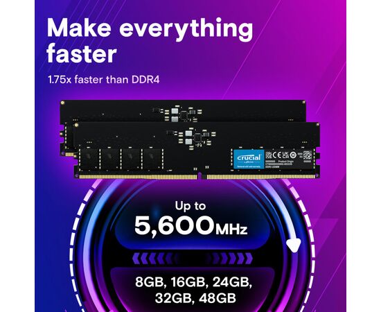 Модуль памяти для компьютера DDR5 8GB 5600 MHz Micron (CT8G56C46U5T), изображение 3 Модуль памяти для компьютера DDR5 8GB 5600 MHz Micron (CT8G56C46U5T), изображение 3