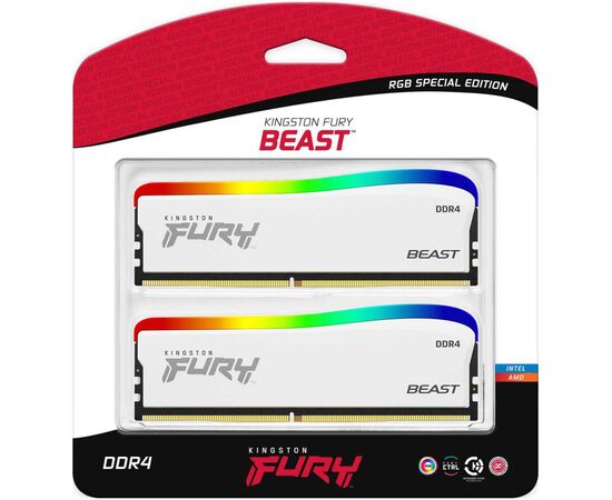 Модуль памяти для компьютера DDR4 16GB (2x8GB) 3600 MHz Beast White RGB SE Kingston Fury (ex.HyperX) (KF436C17BWAK2/16), изображение 4 Модуль памяти для компьютера DDR4 16GB (2x8GB) 3600 MHz Beast White RGB SE Kingston Fury (ex.HyperX) (KF436C17BWAK2/16), изображение 4