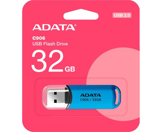 USB флеш накопитель ADATA 32GB C906 Blue USB 2.0 (AC906-32G-RWB), изображение 3 USB флеш накопитель ADATA 32GB C906 Blue USB 2.0 (AC906-32G-RWB), изображение 3