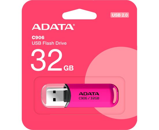 USB флеш накопитель ADATA 32GB C906 Pink USB 2.0 (AC906-32G-RPP), изображение 3 USB флеш накопитель ADATA 32GB C906 Pink USB 2.0 (AC906-32G-RPP), изображение 3