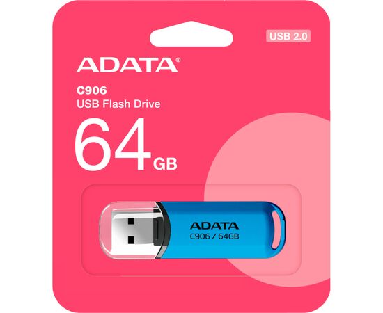 USB флеш накопитель ADATA 64GB C906 Blue USB 2.0 (AC906-64G-RWB), изображение 3 USB флеш накопитель ADATA 64GB C906 Blue USB 2.0 (AC906-64G-RWB), изображение 3
