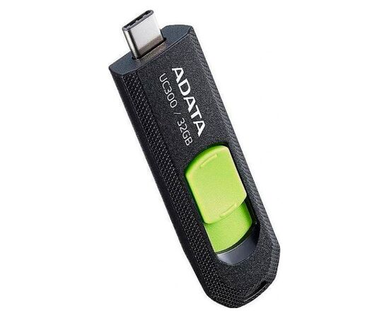 USB флеш накопитель ADATA 32GB UC300 Black/Green Type-C USB 3.2 (ACHO-UC300-32G-RBK/GN), изображение 3 USB флеш накопитель ADATA 32GB UC300 Black/Green Type-C USB 3.2 (ACHO-UC300-32G-RBK/GN), изображение 3