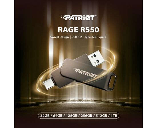 USB флеш накопичувач Patriot 32GB Rage R550 Matte Black USB 3.2/Type-C (PE32GR550DSAD), зображення 5 USB флеш накопичувач Patriot 32GB Rage R550 Matte Black USB 3.2/Type-C (PE32GR550DSAD), зображення 5