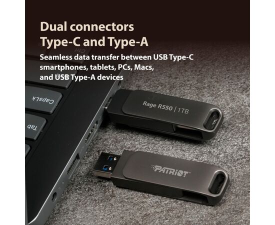 USB флеш накопичувач Patriot 32GB Rage R550 Matte Black USB 3.2/Type-C (PE32GR550DSAD), зображення 7 USB флеш накопичувач Patriot 32GB Rage R550 Matte Black USB 3.2/Type-C (PE32GR550DSAD), зображення 7