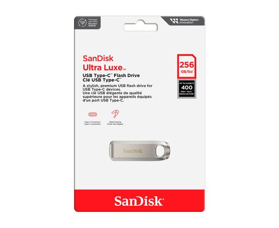 USB флеш накопитель SanDisk 256GB Ultra Luxe Type-C USB 3.2 (SDCZ75-256G-G46), изображение 5 USB флеш накопитель SanDisk 256GB Ultra Luxe Type-C USB 3.2 (SDCZ75-256G-G46), изображение 5