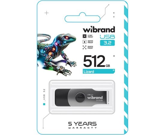 USB флеш накопитель Wibrand 512GB Lizard Black USB 3.2 (WI3.2/LI512P9B), изображение 3 USB флеш накопитель Wibrand 512GB Lizard Black USB 3.2 (WI3.2/LI512P9B), изображение 3