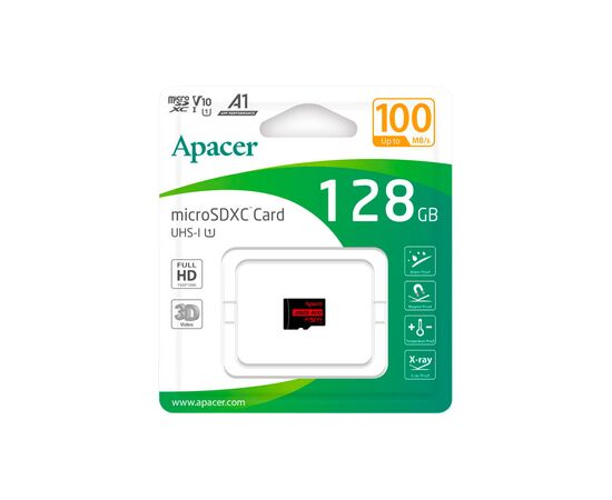 Карта памяти Apacer 128GB microSD class 10 UHS-I V10 A1 (AP128GMCSX10UB-RA), изображение 2 Карта памяти Apacer 128GB microSD class 10 UHS-I V10 A1 (AP128GMCSX10UB-RA), изображение 2