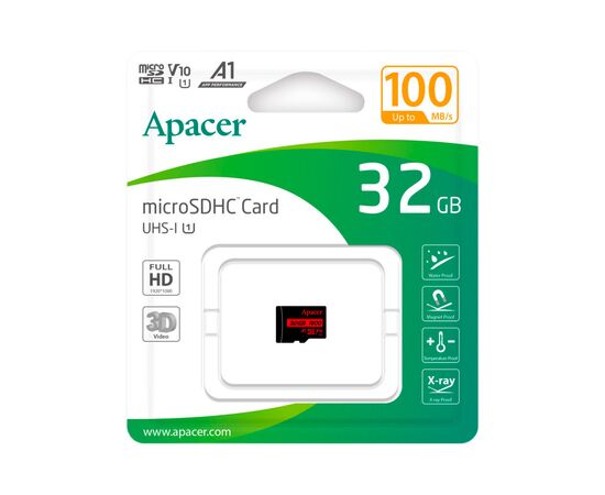 Карта памяти Apacer 32GB microSD class 10 UHS-I V10 A1 (AP32GMCSH10UB-RA), изображение 2 Карта памяти Apacer 32GB microSD class 10 UHS-I V10 A1 (AP32GMCSH10UB-RA), изображение 2