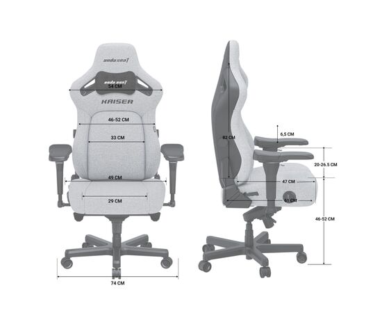 Кресло игровое Anda Seat Kaiser 4 Fabric Size L Black (AD12YDDC-L-20-B-CF), изображение 11 Кресло игровое Anda Seat Kaiser 4 Fabric Size L Black (AD12YDDC-L-20-B-CF), изображение 11