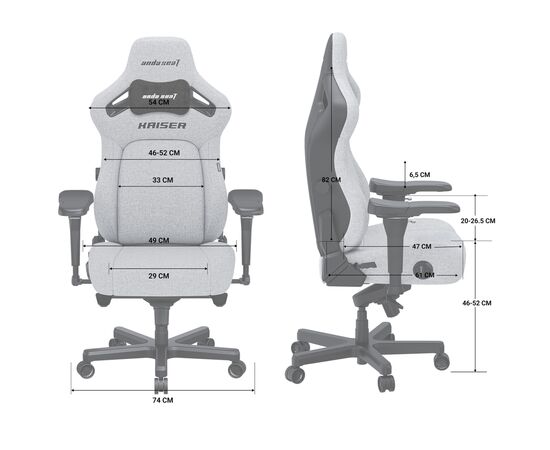 Кресло игровое Anda Seat Kaiser 4 Fabric Size L Grey (AD12YDDC-L-20-G-CF), изображение 8 Кресло игровое Anda Seat Kaiser 4 Fabric Size L Grey (AD12YDDC-L-20-G-CF), изображение 8
