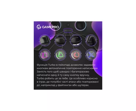 Геймпад GamePro GPS13B BT 5.3/USB/PC/iOS/Android/PS3/PS4 RGB Black (GPS13B), зображення 10 Геймпад GamePro GPS13B BT 5.3/USB/PC/iOS/Android/PS3/PS4 RGB Black (GPS13B), зображення 10
