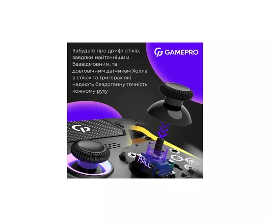 Геймпад GamePro GPS13B BT 5.3/USB/PC/iOS/Android/PS3/PS4 RGB Black (GPS13B), зображення 4 Геймпад GamePro GPS13B BT 5.3/USB/PC/iOS/Android/PS3/PS4 RGB Black (GPS13B), зображення 4