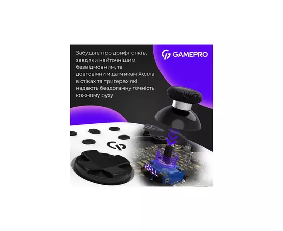 Геймпад GamePro GPX13W 2.4G/BT 5.1/USB/PC/iOS/Android RGB White (GPX13W), зображення 4 Геймпад GamePro GPX13W 2.4G/BT 5.1/USB/PC/iOS/Android RGB White (GPX13W), зображення 4