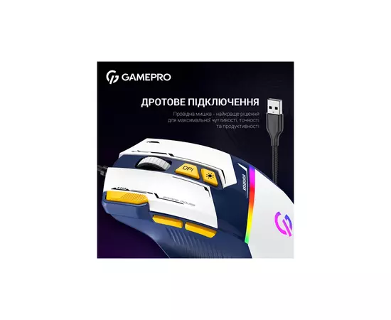 Мышка GamePro GM300BL USB Blue/White (GM300BL), изображение 6