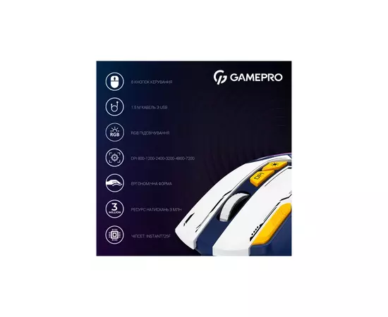 Мышка GamePro GM300BL USB Blue/White (GM300BL), изображение 8