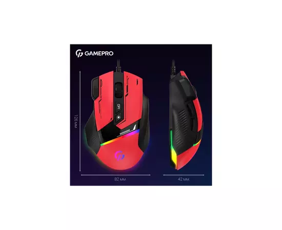 Мишка GamePro GM300R USB Red/Black (GM300R), зображення 7 Мишка GamePro GM300R USB Red/Black (GM300R), зображення 7