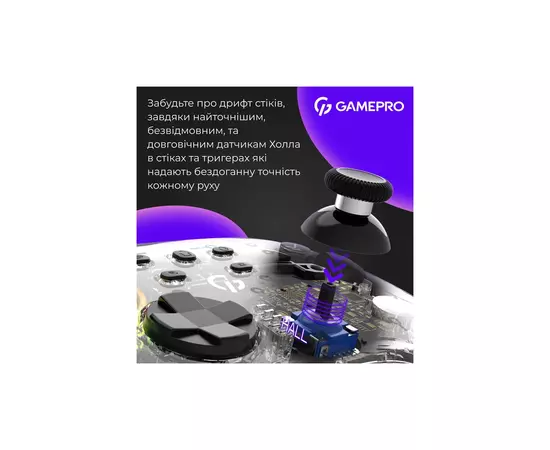 Геймпад GamePro GPX13T 2.4G/BT 5.1/USB/PC/iOS/Android RGB Transparent (GPX13T), зображення 4 Геймпад GamePro GPX13T 2.4G/BT 5.1/USB/PC/iOS/Android RGB Transparent (GPX13T), зображення 4