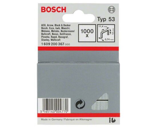 Скобы для строительного степлера Bosch 12мм ТИП 53, 1000шт (1.609.200.367)
