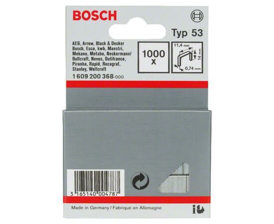 Скобы для строительного степлера Bosch 14мм ТИП 53, 1000шт (1.609.200.368)