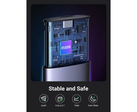 Карман внешний Ugreen SSD M.2 (NVME) M-KEY UGREEN 3.2 GEN2 CM400 gray (90264), изображение 3 Карман внешний Ugreen SSD M.2 (NVME) M-KEY UGREEN 3.2 GEN2 CM400 gray (90264), изображение 3