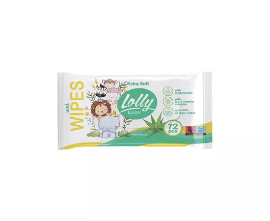 Дитячі вологі серветки Lolly Extra Soft 72 шт (4820174981211)