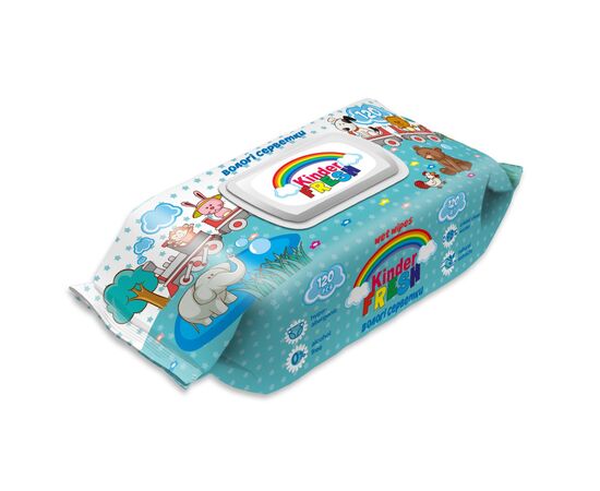 Детские влажные салфетки Kinder Fresh М, з клапаном, 120 шт (4820237500595)