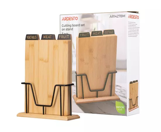 Разделочная доска Ardesto Midori 3шт, 23.5 х 7.5 х 27 см, бамбук, метал (AR1427BM), изображение 6