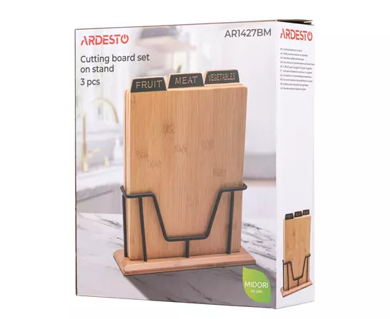 Разделочная доска Ardesto Midori 3шт, 23.5 х 7.5 х 27 см, бамбук, метал (AR1427BM), изображение 7