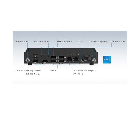 Компьютер ASUS NUC Rugged BNUC13BRFA400B00I / Atom X7425E, no Cord (90AS0022-M00140), изображение 6 Компьютер ASUS NUC Rugged BNUC13BRFA400B00I / Atom X7425E, no Cord (90AS0022-M00140), изображение 6