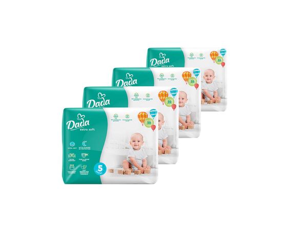 Подгузники Dada Extra Soft Размер 5 Junior (11-25 кг) 4 упаковки по 39 шт 156 шт (4820174989569)