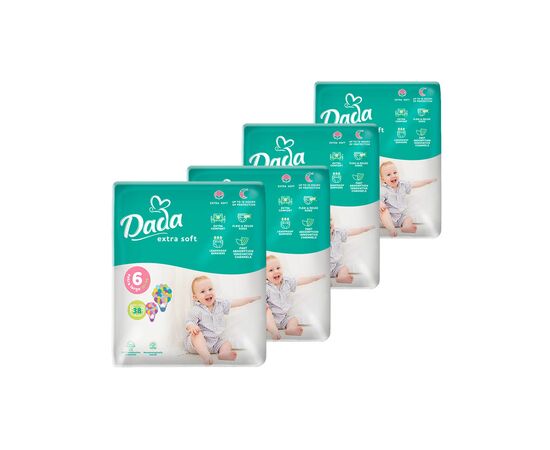 Подгузники Dada Extra Soft Extra Размер 6 Large (16+ кг) 4 упаковки по 38 шт (152 шт) (4820174989576)